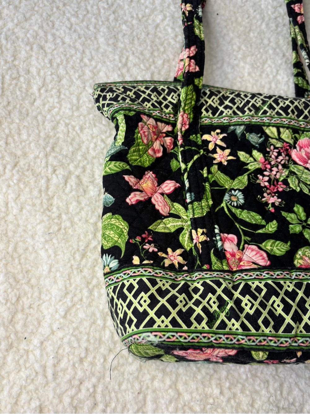 Vera Bradley Green Botanica Vintage Quilted Shoulder Tote Bag - Picture 2 of 14